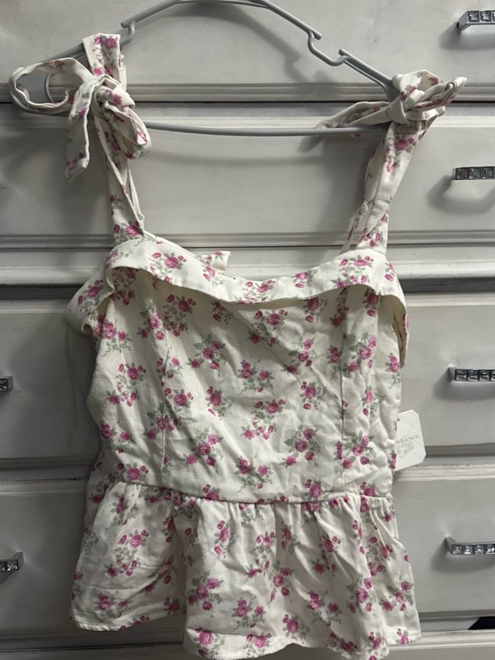 Altar'd State Cream Floral Skort with Pink Rose Print